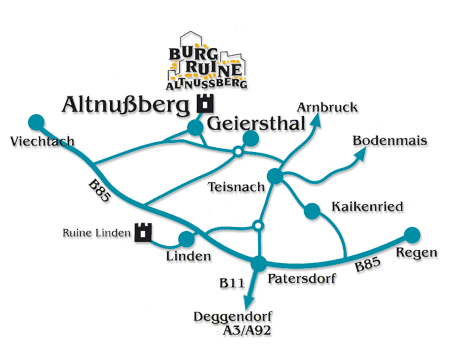 Anfahrt zur Burganlage Altnußberg